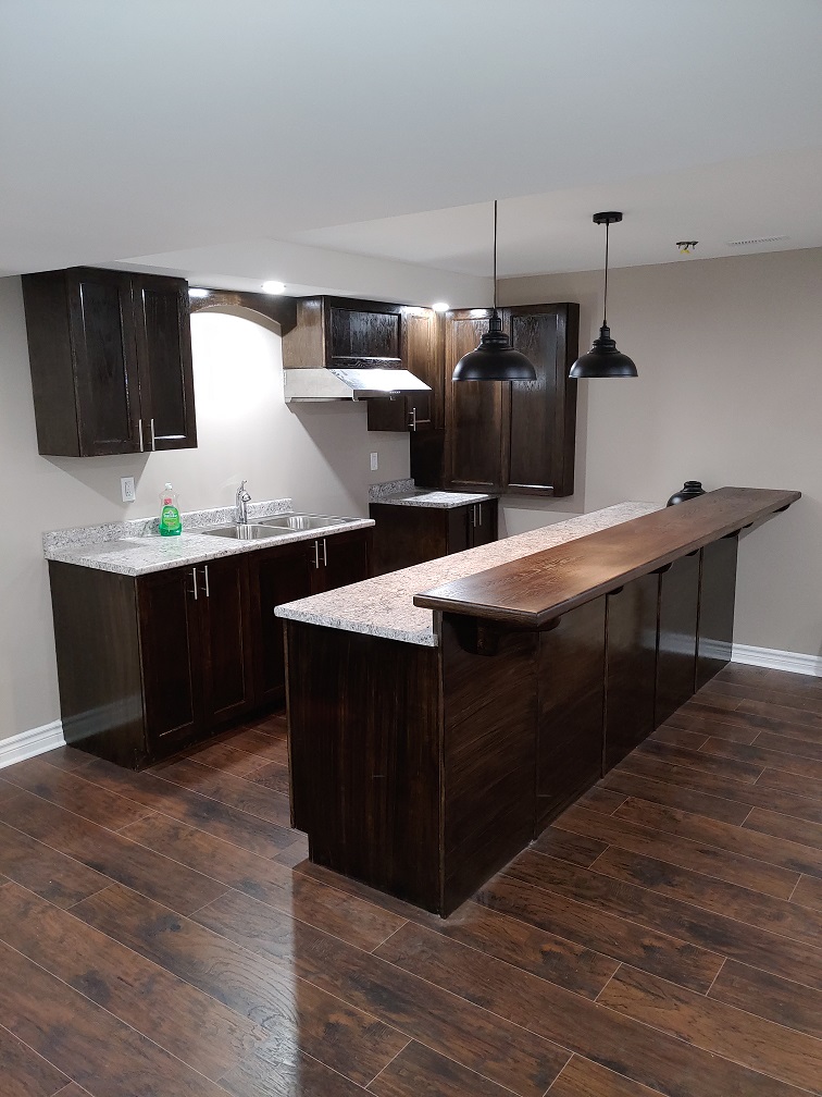 Basement custom kitchen with island