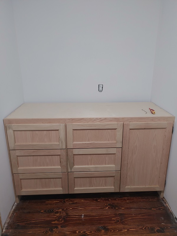 Oak walk-in closet cabinets